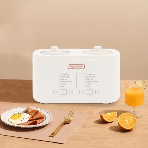 2 Pots Egg Cooker Corded Tabletop Electric Egg Cook Boiler Digital Display 550W