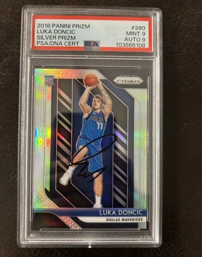 2018-19 Panini Prizm Luka Doncic rookie Silver Auto PSA 9/9