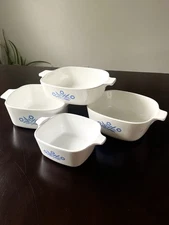 Lot of 4 Vintage Corning Ware Blue Cornflower Casserole Dishes