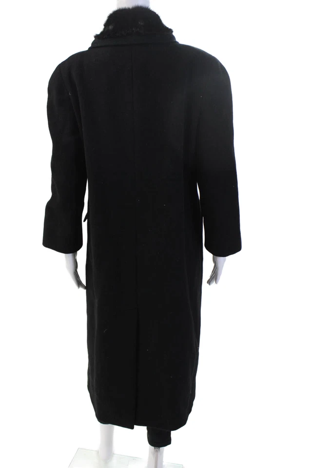 Abrigo Christian Dior Mujer Gamuza Negro Cuello Botón Talla 12 Foto 3 de 4