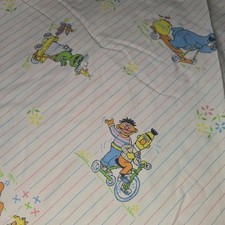 Vintage Sesame Street Fitted Sheet Baby Bed Burt Ernie Cookie Monster Oscar
