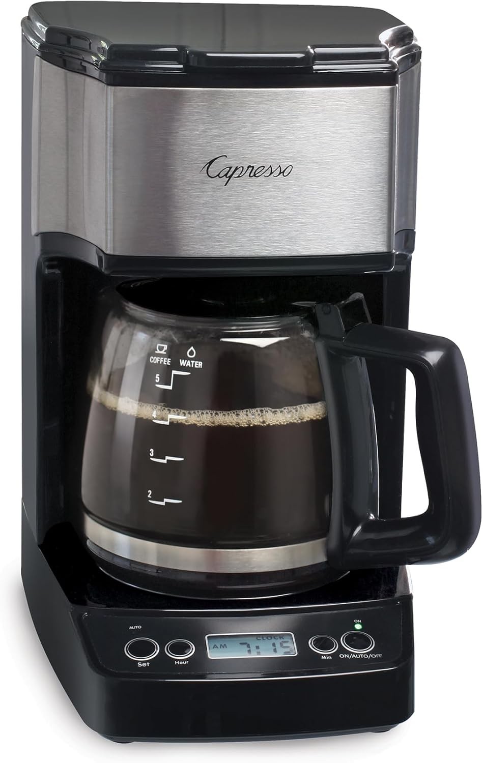 Capresso 5-Cup Mini Drip Coffee Maker, Black and Stainless Steel Coffee Machines