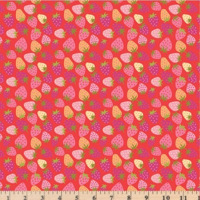Calico Cowgirls Strawberry Pie Red Fabric Poppie Cotton By Half Yd Cont Cut