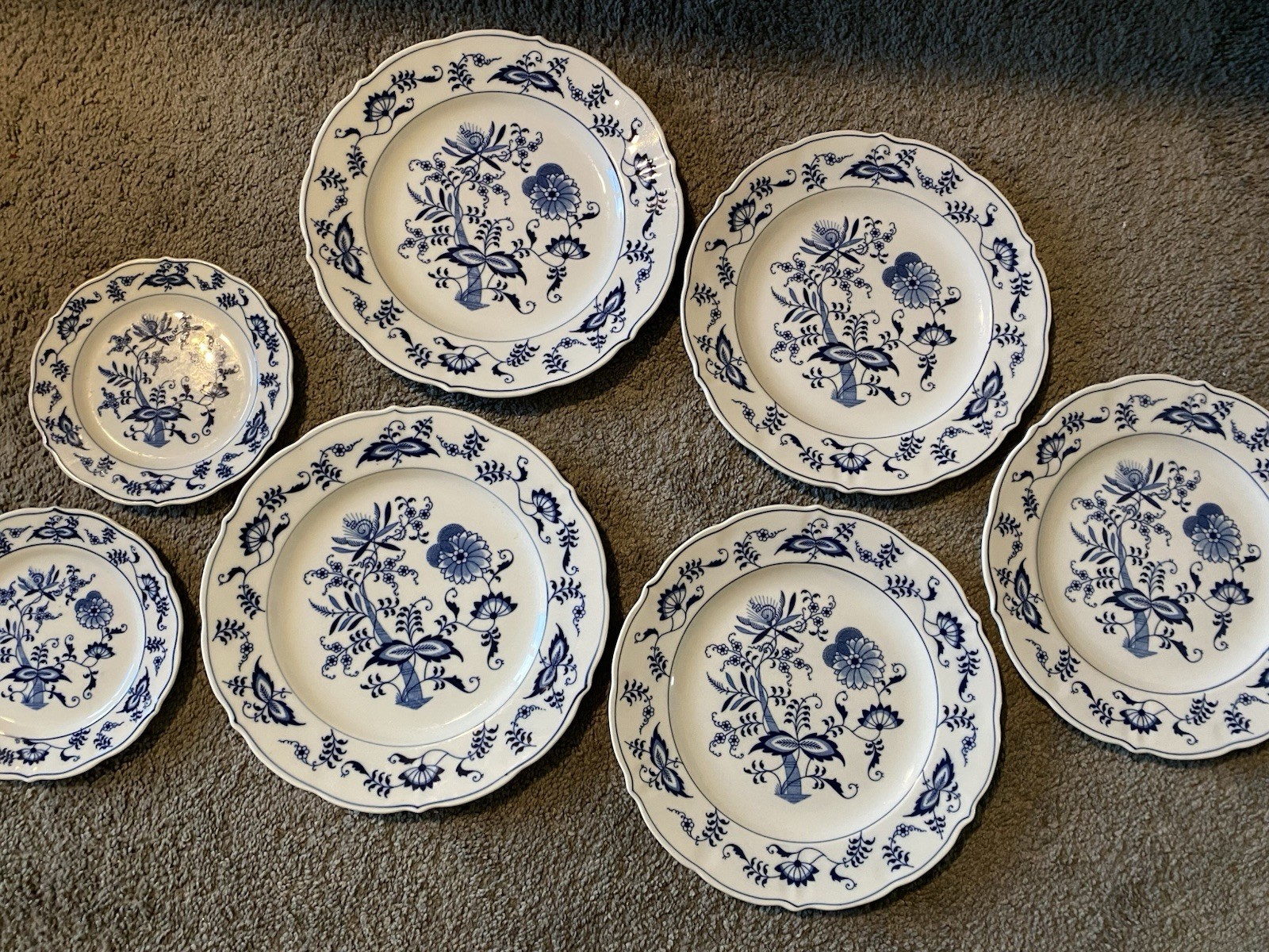 Vintage Blue Danube Dinner and Snack Plates Set of 7