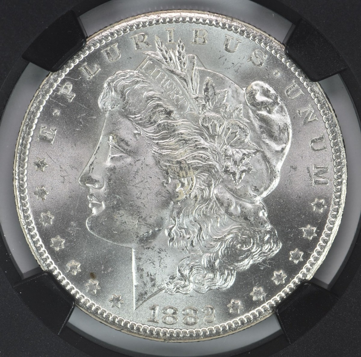 1882-CC Morgan Silver Dollar Original Bag Fragment MS63 NGC BLUE