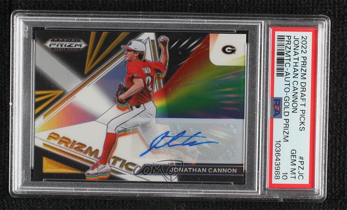 2022 Prizm Draft Picks Prizmatic Gold 8/10 Jonathan Cannon PSA 10 Auto 13rl