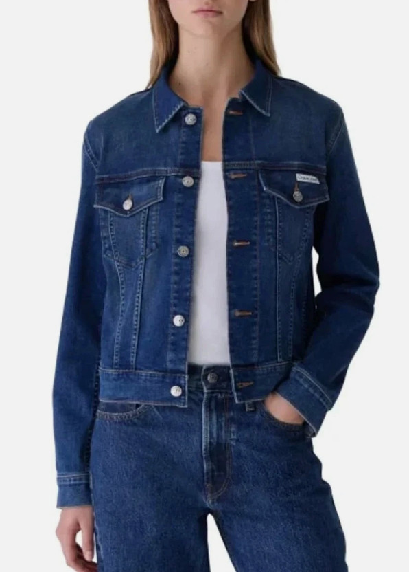 Calvin Klein Women's Button Up Classic Trucker Jacket, Storm