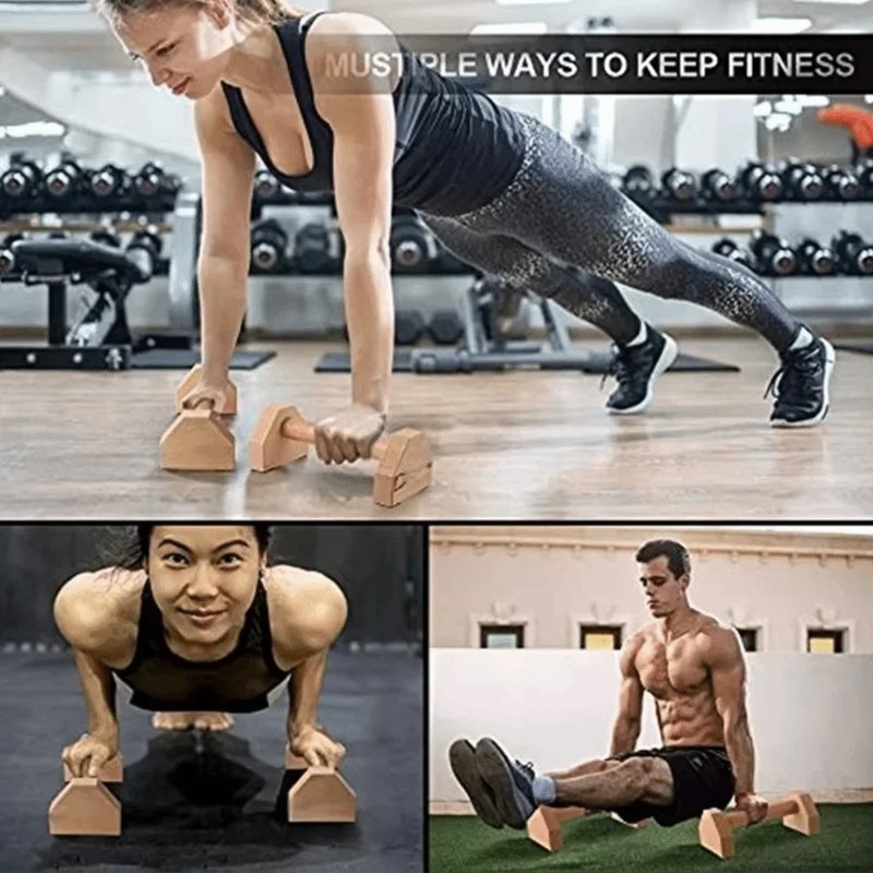 Piralettes 1 Pair 30cm Wooden Push Up Bars Parallettes Bars Calisthenics Home Gym ...