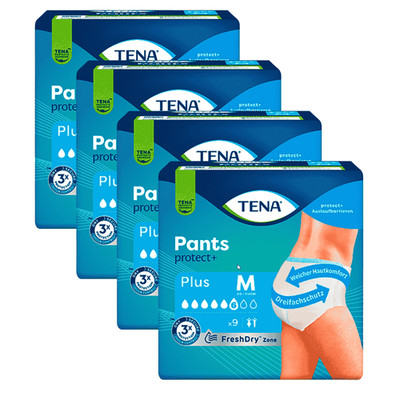 TENA Pants Plus Medium / M 4 Packungen / 4x9 = 36 Stück (1 Karton)