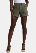Time and Tru Women's Utility Shorts, 4" Inseam, Size 16, Relaxed Fit, Dark Green