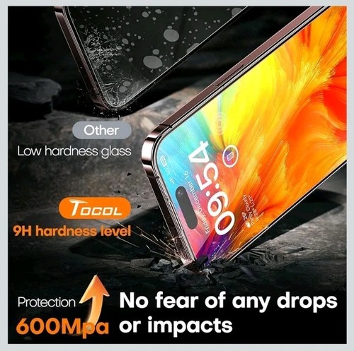 TOCOL iPhone 16 Pro Max Screen Protector 2 Pack | 9H Glass | UK Seller - Zdjęcie 4 z 9