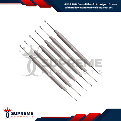 6 PCS RDM Dental Discoid Amalgam Carver With Hollow Handle New Filling Tool Set
