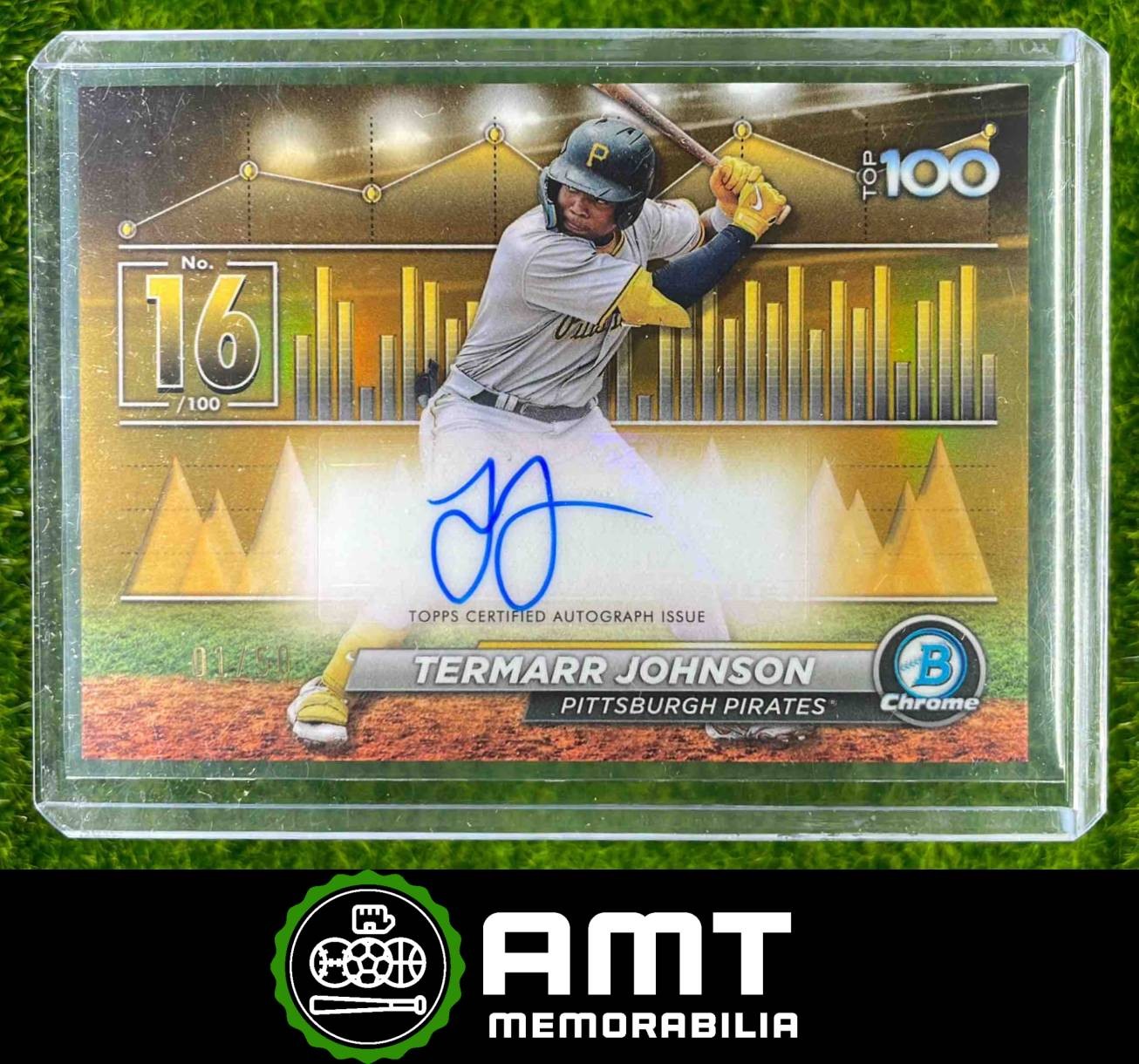 2024 Bowman Termarr Johnson Scouts' Top 100 Auto Gold Refractor 1/50 Pirates