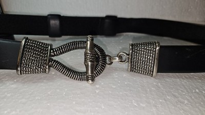 NWOT Cipriani Waist Chain Belt Medium VTG Cipriani Hip Belt Black Leather Medium Silver Rope Twist  main image 4