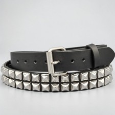 Funk Plus  USA Two Row Pyramid Stud Belt Leather Funk Logo Punk Goth Rock