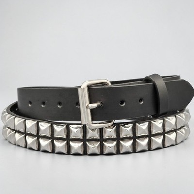 Funk Plus USA Two Row Pyramid Stud Belt Leather Funk Logo Punk