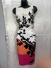 NWT Nine West Floral Sheath Dress Size 13 White, Pink, Orange Sleveless