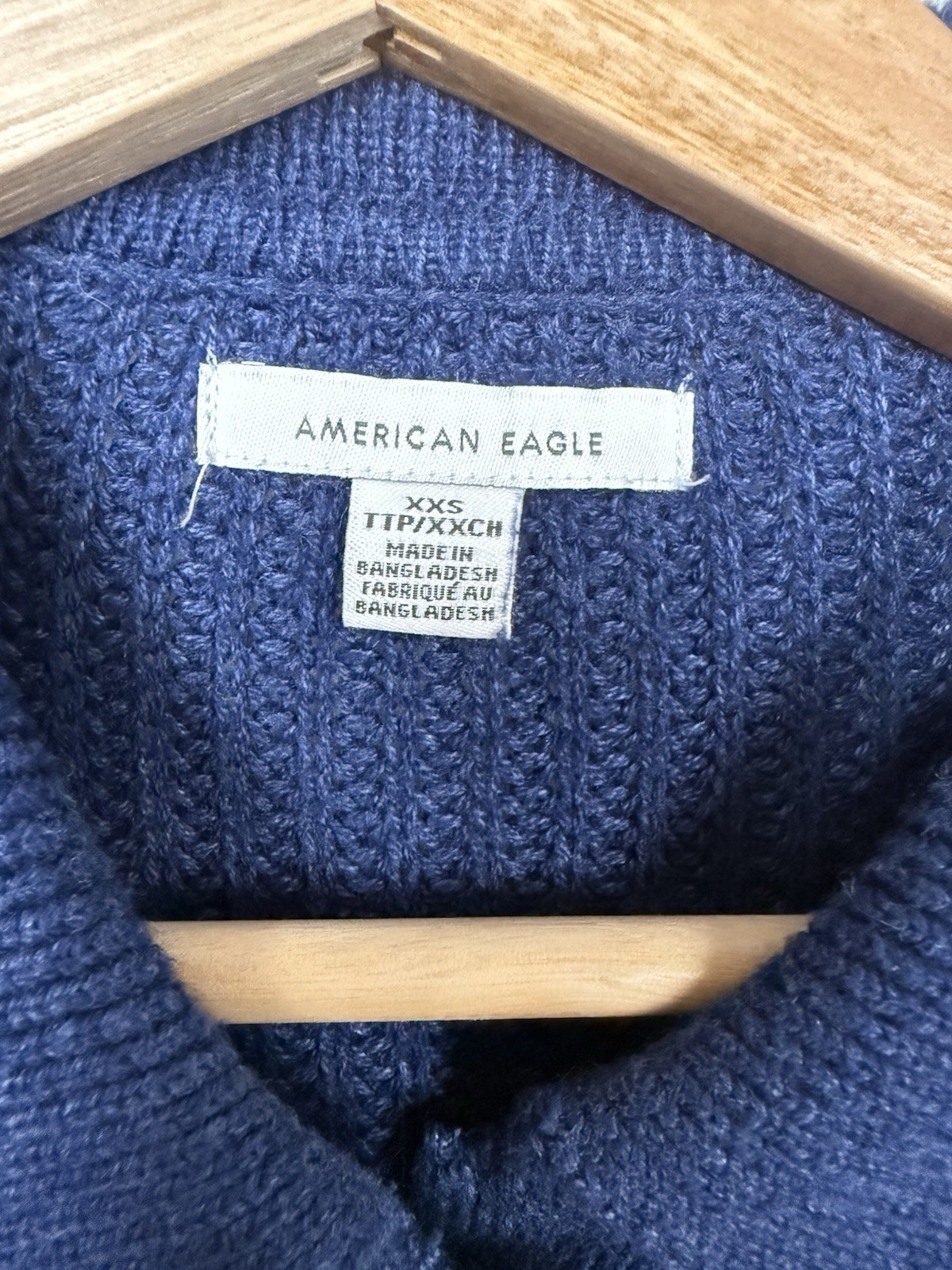 American Eagle Collar Varsity Patch Cardigan Swea… - image 8