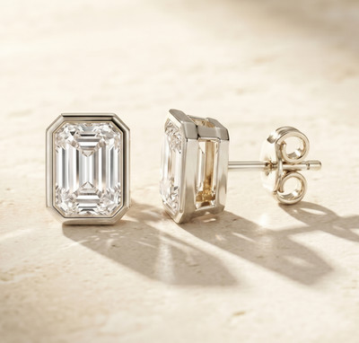 1,00 ct Smaragdschliff VVS-VS Lab Grown Diamant Ohrstecker 14k Weißgold