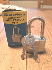 Vintage American Lock Company Laminated Steel Padlock Model P5 1/2 Early 1900's