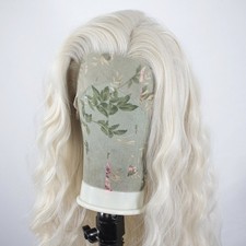 Synthetic Hair Lace Front Wigs Long Wavy Invisible Hairline Bleach blonde