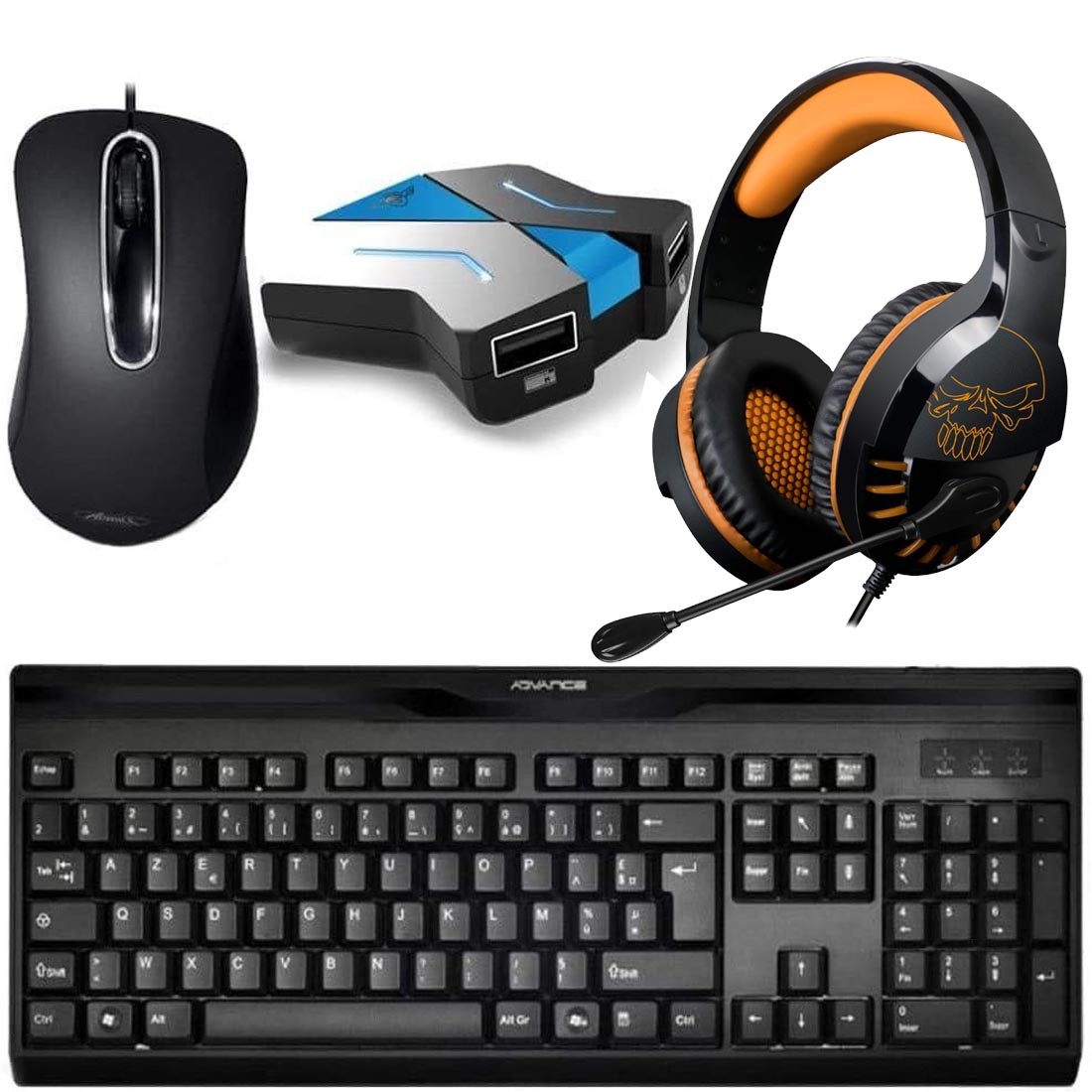 Ensemble clavier souris casque multiplateforme compatible PS3 et consoles