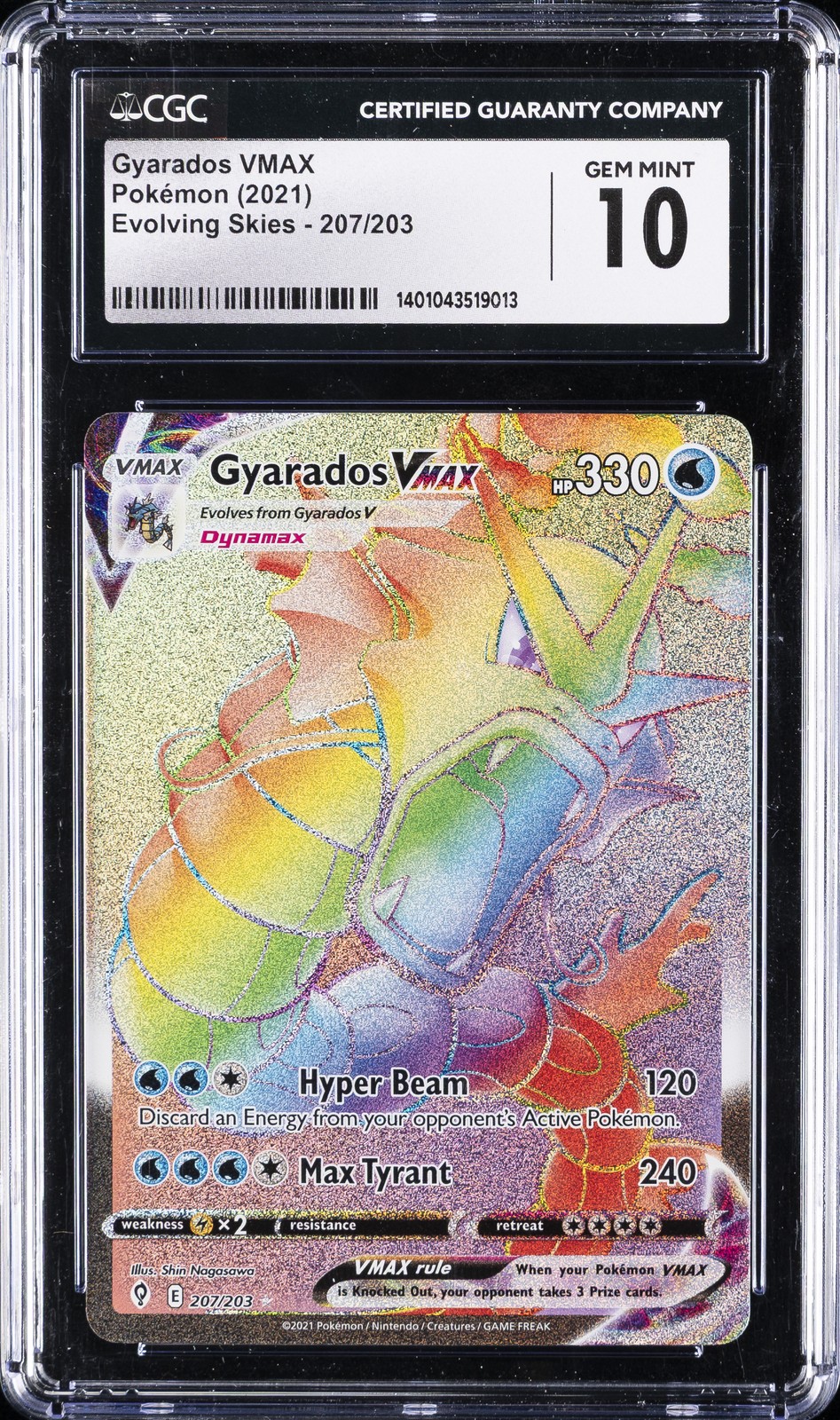 2021 POKEMON EVOLVING SKIES #207 GYARADOS VMAX CGC 10 GEM MINT