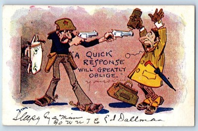 1908 Hold Up A Quick Response Will Greatly Oblige Brookings SD RPO Postcard