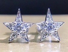 Dazzling Star Shaped Sparkling Silver Plated Stud Earrings NEW
