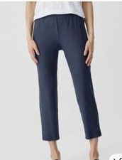 EILEEN FISHER Washable Stretch Crepe Pants Cropped Women's SZ Large Petite Navy