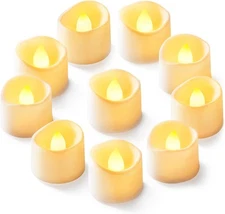 Homemory 12-Pack Flameless LED Tea Lights Candles Battery Operated, 200+Hour Fak