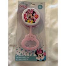 Disney Baby Minnie Mouse Rattle Pink White BPA Free TY60046 New