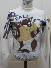 Vintage 1990s Dallas Cowboys Taz AOP Crew Neck Pullover Sweatshirt Large