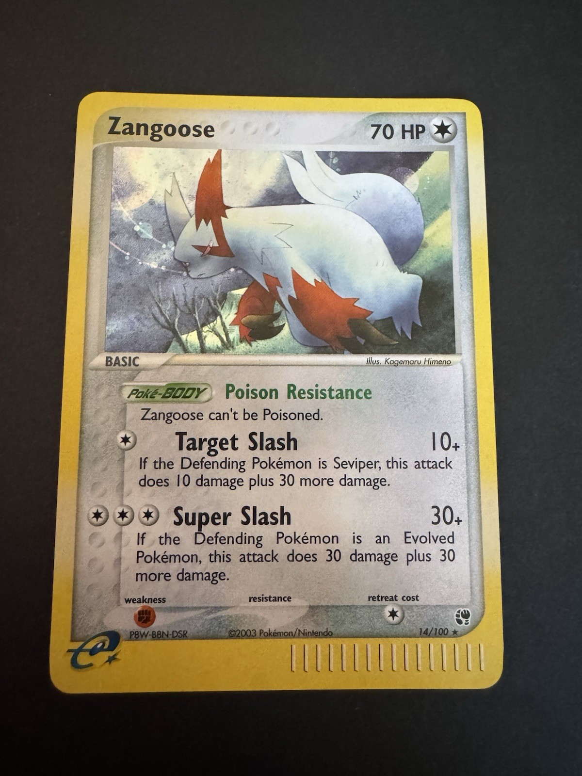 Zangoose 14/100 Holo Pokemon EX Sandstorm Holo Vintage TCG - 2003 E-reader Swirl