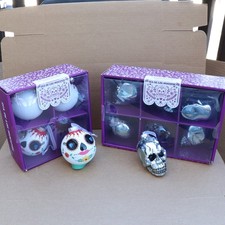 Day of the Dead Sugar Skull Glass Ball Christmas Ornaments 2 Packs