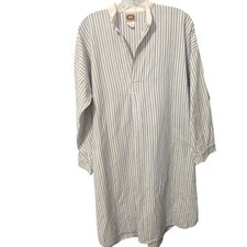 Vintage Banana Republic Mill Valley Cotton Striped Nightshirt Sleepwear Blue L