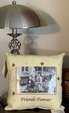 VTG C&F Photo Frame Pillow 100% Linen Picture Slip 6x4 Embroidered Throw Pillow