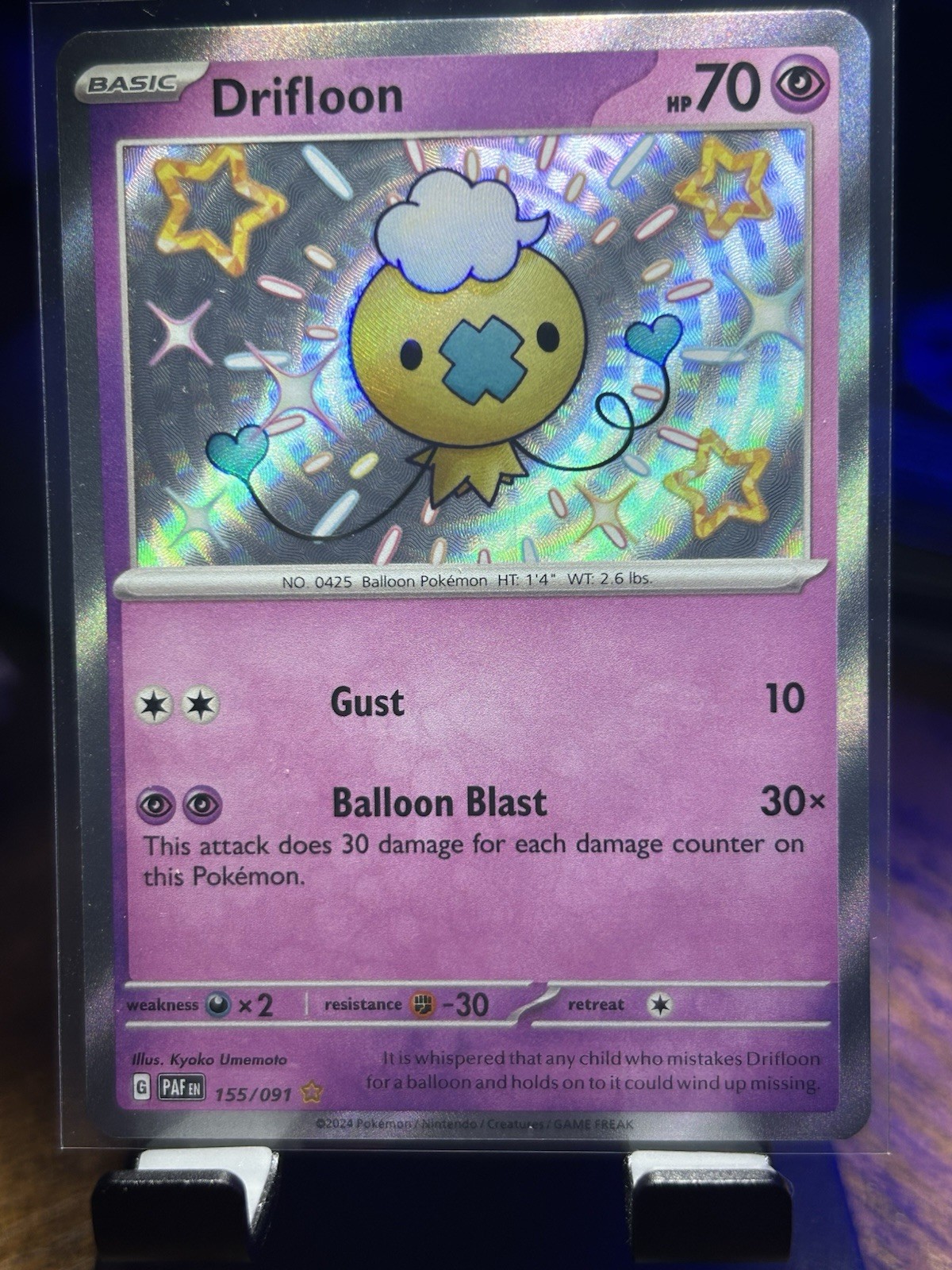 Drifloon 155/091 SV: Paldean Fates Shiny Rare Holo Basic 70 HP English NM