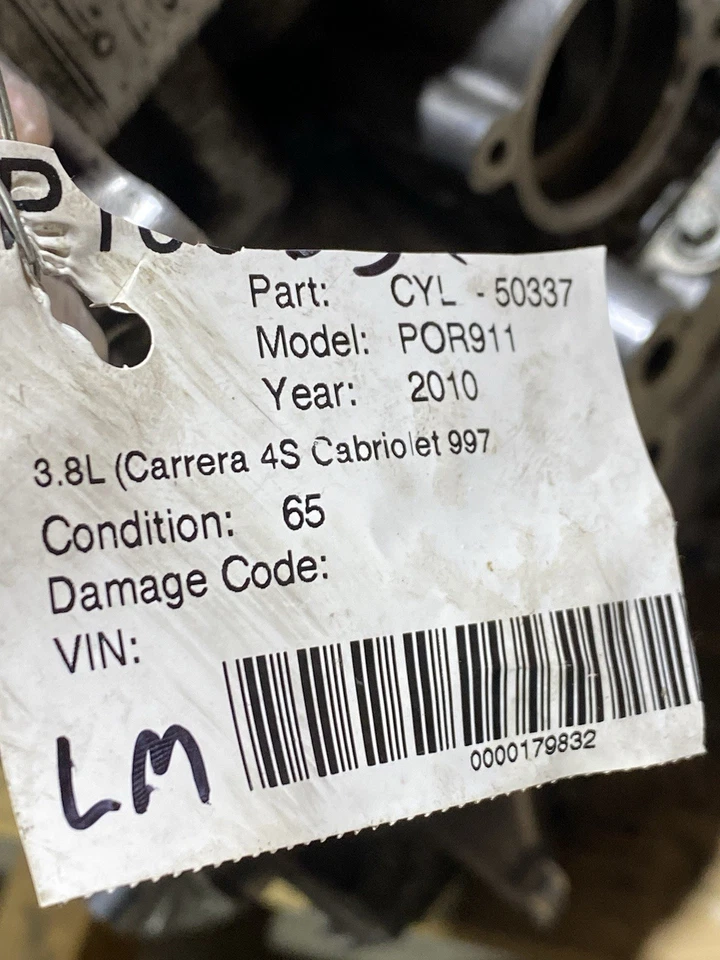 2010 Porsche 911 ,997 Carrera 4S 3.8L MA101 Engine Crankcase Block OEM Damaged ￼ - Image 2 of 4