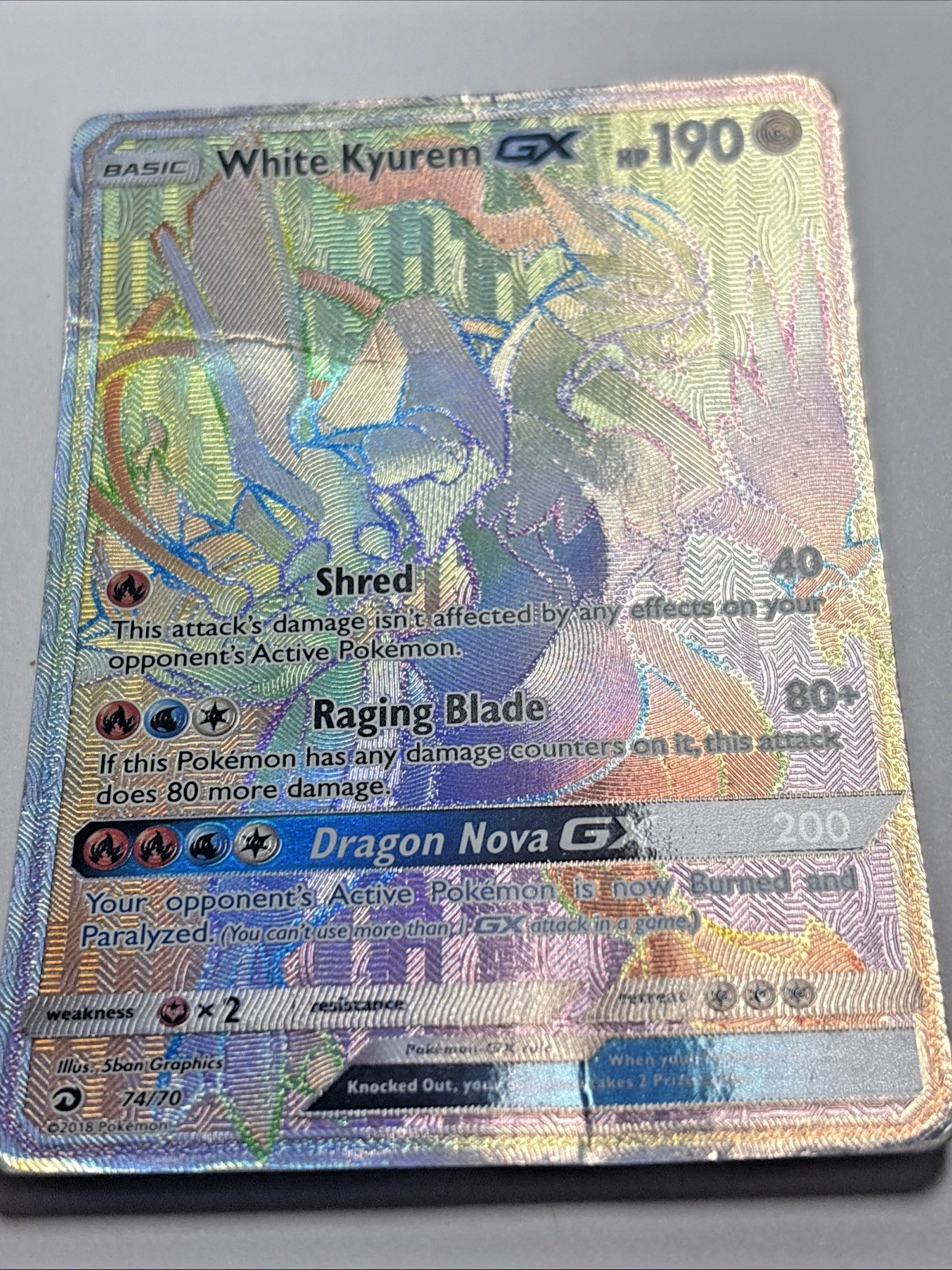 White Kyurem GX 74/70 Secret Rare Dragon Majesty Pokemon Card