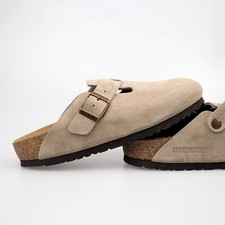 Birkenstock Boston Taupe Soft Footbed Suede Leather Clog Shoes Size EU 37-45