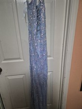 Windsor Light Blue Sequin Mermaid Dress Sleeveless Strappy Paisley Polyester