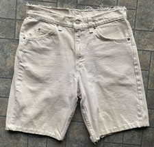 Vintage Levi s 550 Orange Tab Denim Shorts White 30 Flaws Wear Cut Off Jeans