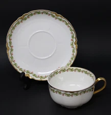 Haviland Clover Leaf Cup and Saucer Set Limoges France Gilded EUC