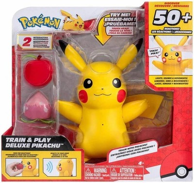 Pokemon Train and Play Deluxe Pikachu 4,5 Zoll Pikachu Figur mit Licht, Sound