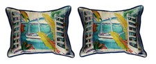 Pair of Betsy Drake Bay View Large Pillows 15 Inchx22 Inch