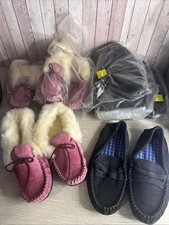 Job Lot Slippers X 7 Pairs ~ Sizes UK 3 Pink & UK 3/4 Blue Moccasins Suede