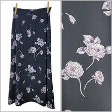 Vintage 90s Skirt Long Size 6 8 26" Waist Romantic Floral Rose Alt Black Gray