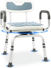 360  Swivel Shower Chair with Padded Arms and Back, Non-Slip Heavy Duty Bench Se