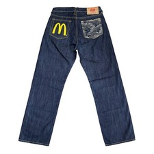 Red Monkey Company x McDonalds Denim Jeans Size W 30 x L 30 Blue Embroidered